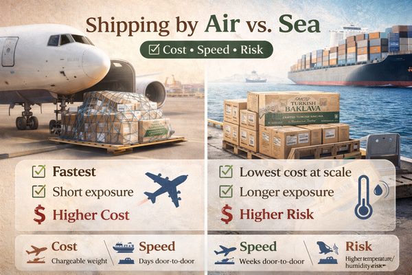 Shipping by Air vs. Sea: Cost, Speed, Risk — Baklava Academy